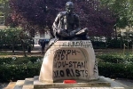 Mahatma Gandhi Statue in London vandalized, Mahatma Gandhi Statue in London news, iconic gandhi statue vandalised near london university, Celebrate