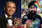 barack obama, barack obama, pride month 2019 sikh man s rainbow turban impresses barack obama, Pride month